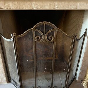 Elegant Bronze Metal Fireplace Screen